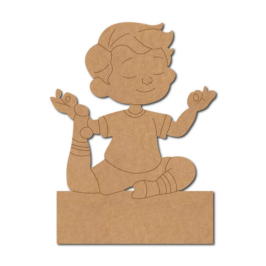 Boy Doing Yoga Nameplate Pre Marked MDF Design 1