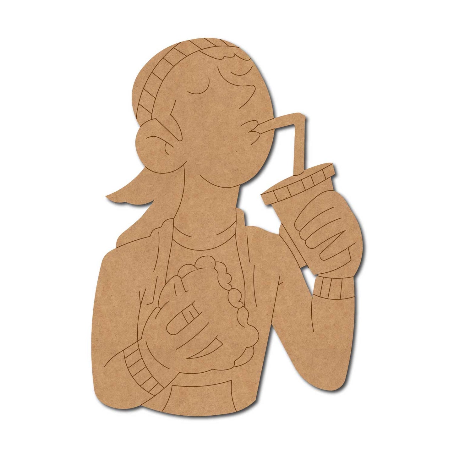 Boy Eating Junk Food Pre Marked MDF Design 1
