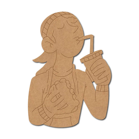 Boy Eating Junk Food Pre Marked MDF Design 1