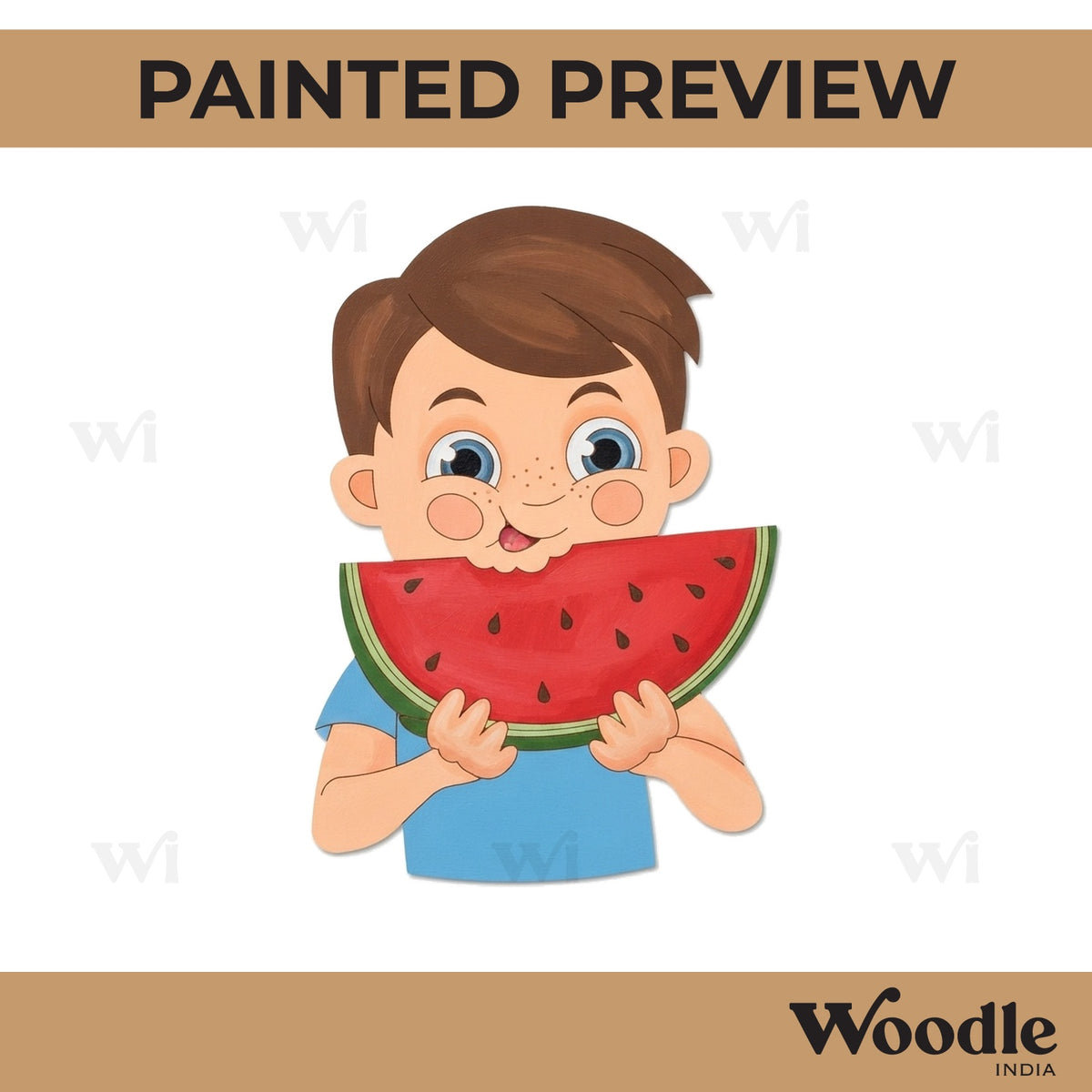 Boy Eating Watermelon Pre Marked MDF Design 1