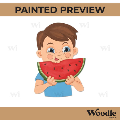 Boy Eating Watermelon Pre Marked MDF Design 1