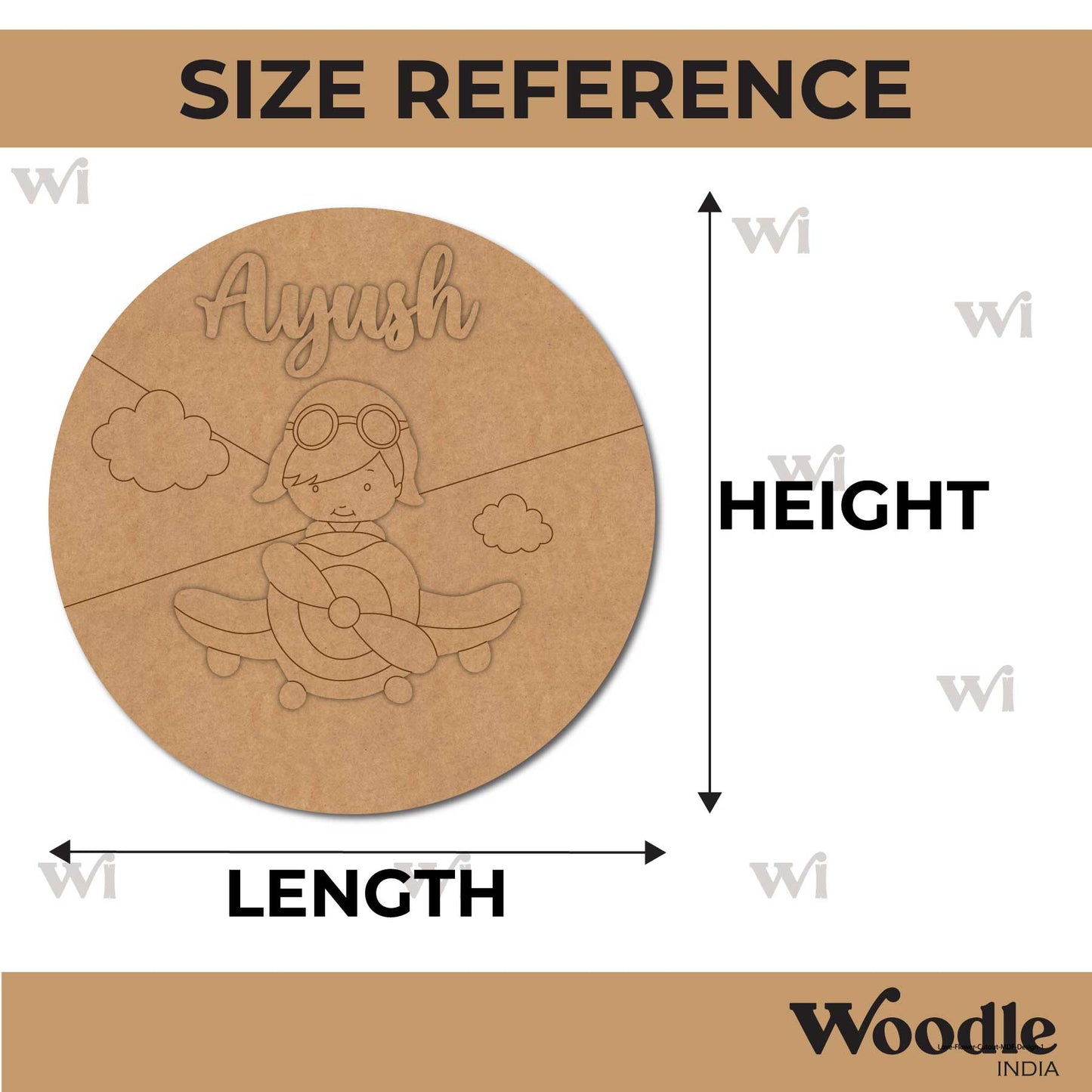 Boy In Aeroplane Nameplate MDF Design 1