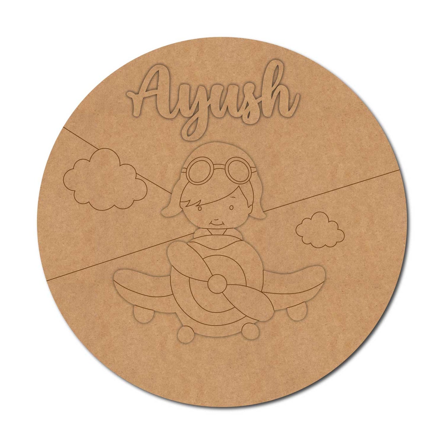 Boy In Aeroplane Nameplate MDF Design 1