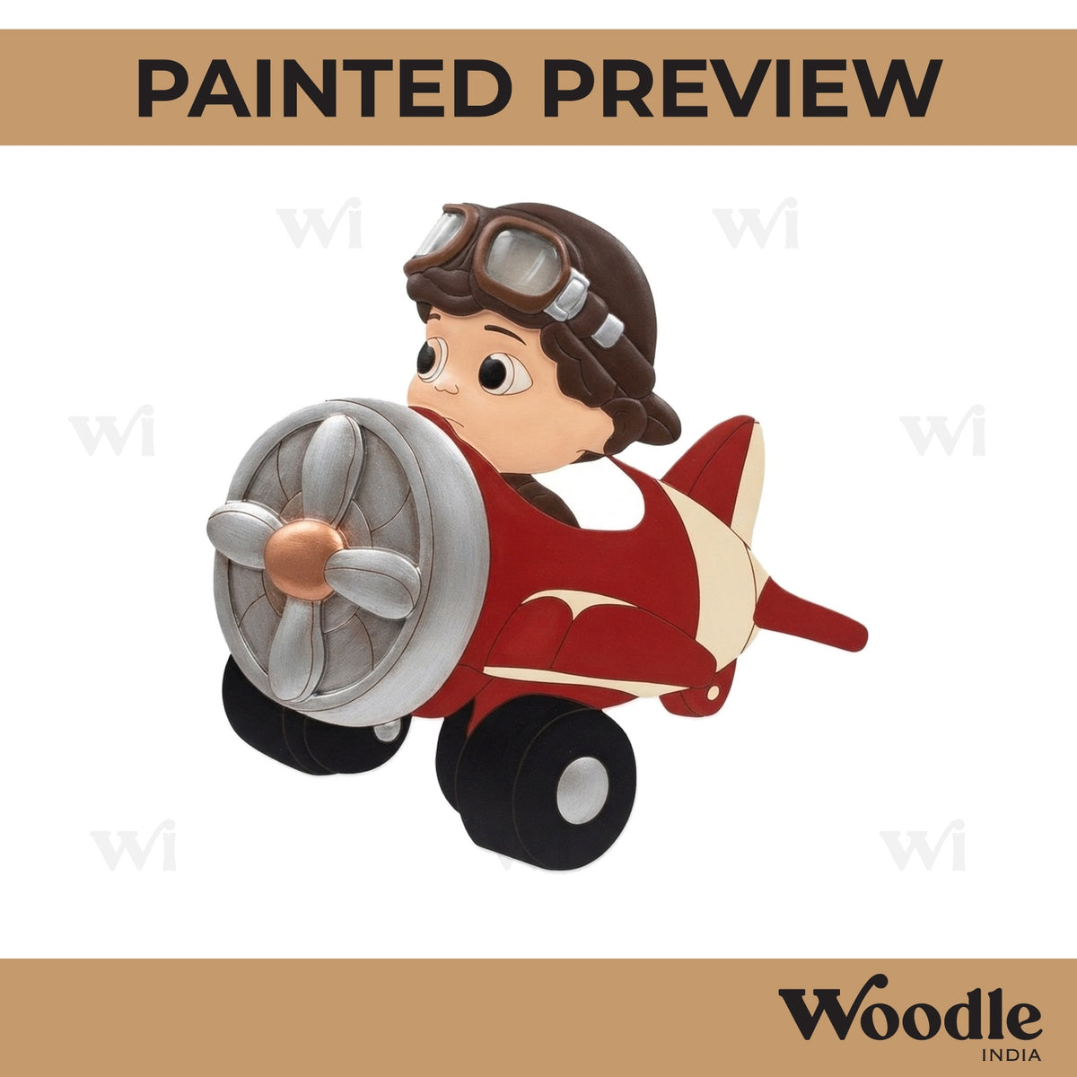 Boy In Aeroplane Pre Marked MDF Design 1