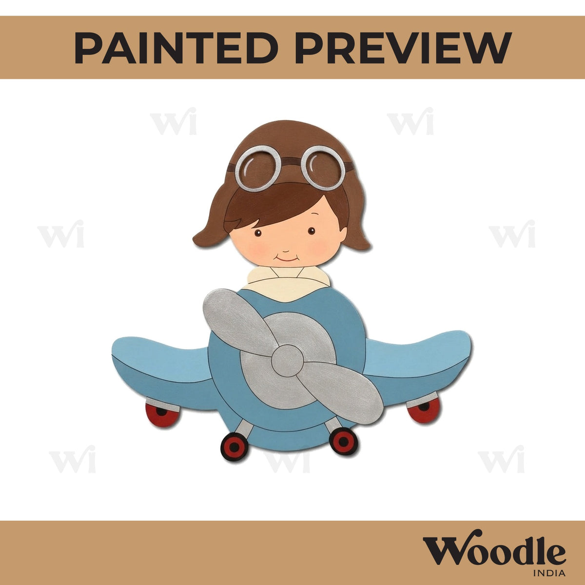 Boy In Aeroplane Pre Marked MDF Design 2