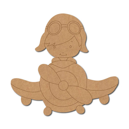 Boy In Aeroplane Pre Marked MDF Design 2