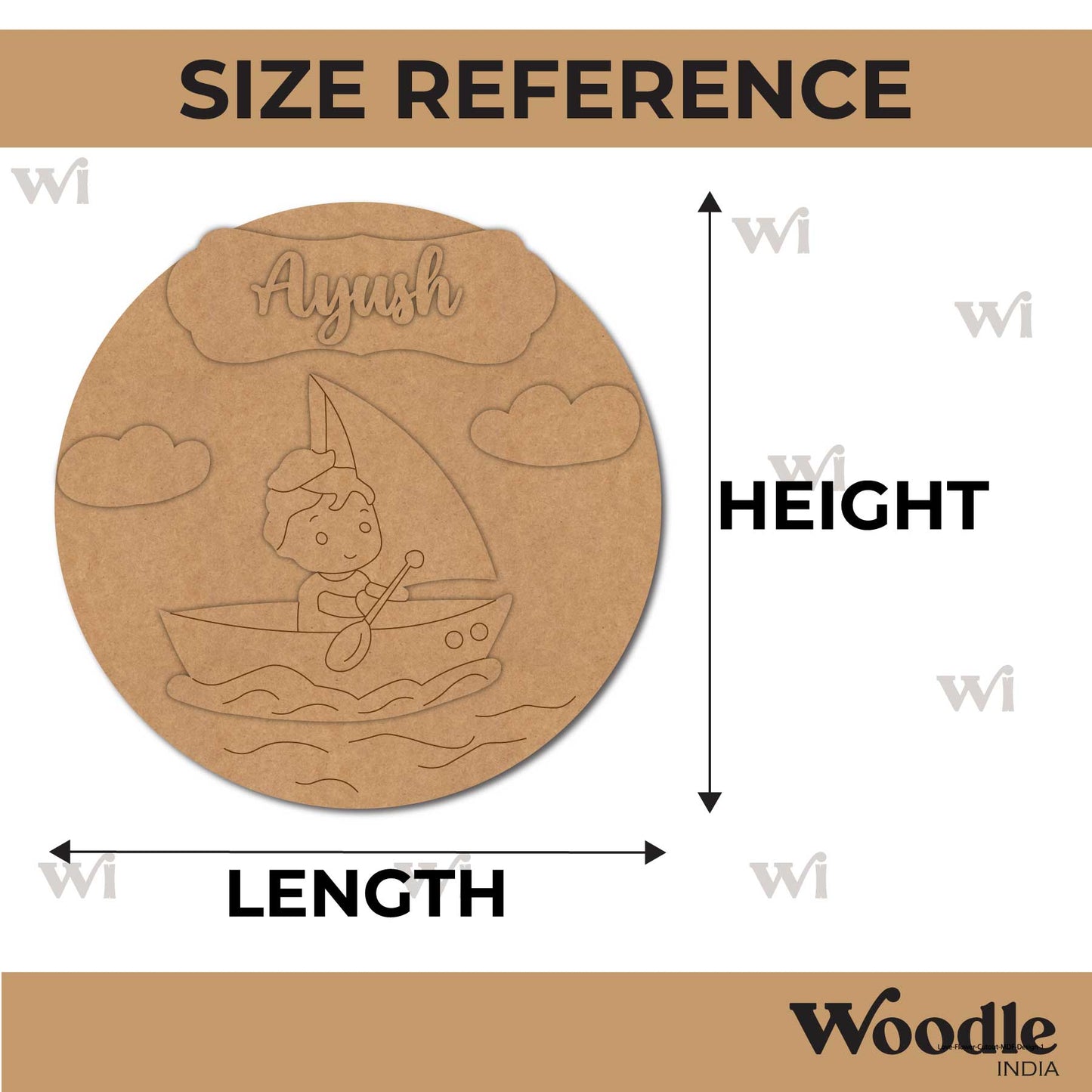 Boy In Boat Nameplate Pre Marked MDF Design 1