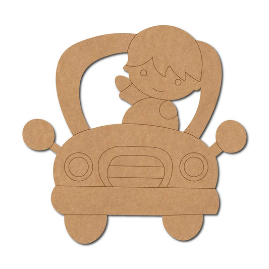Boy In Car Pre Marked MDF Design 1