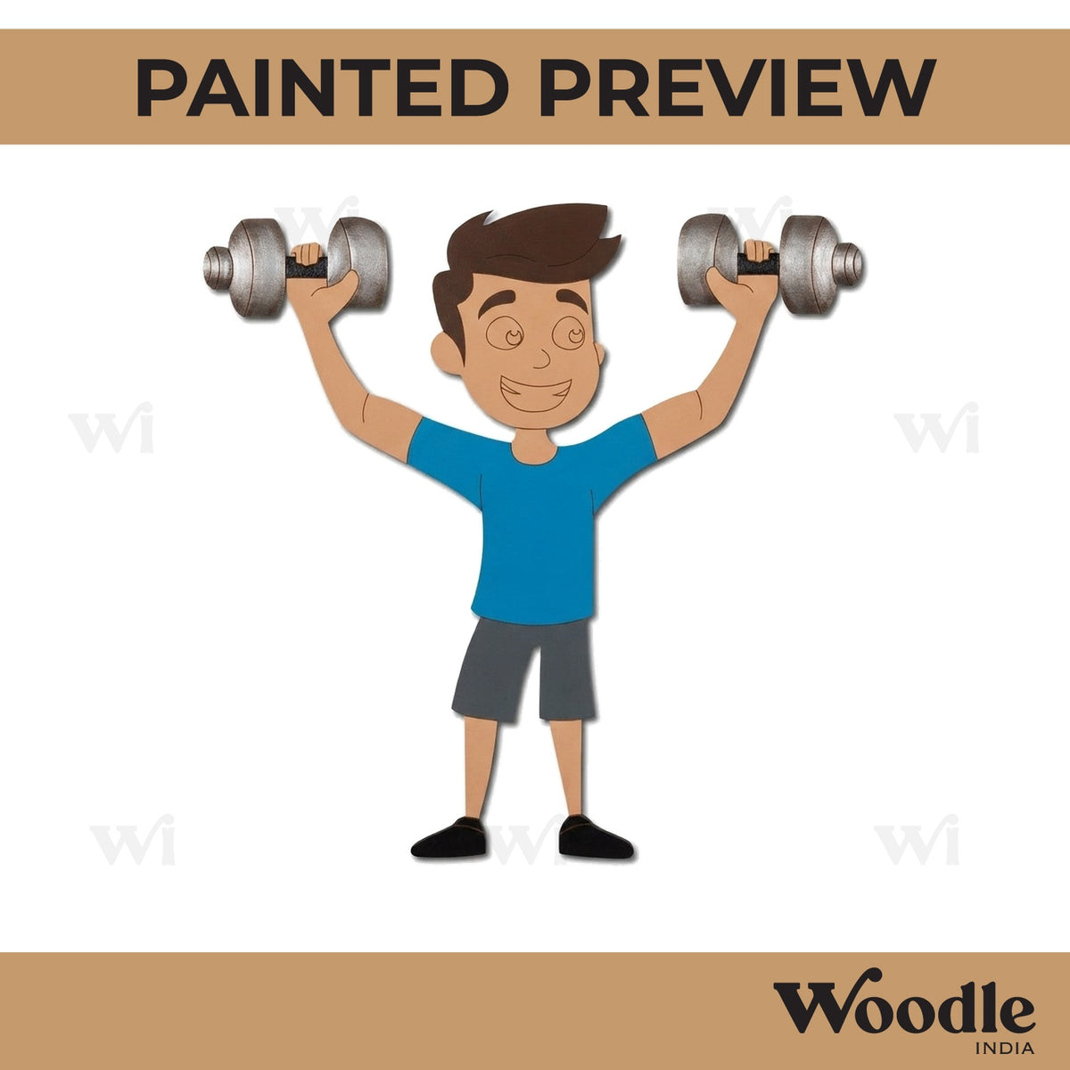 Boy Lifting Weights Pre Marked MDF Design 1
