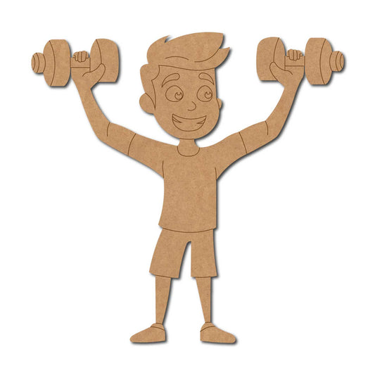 Boy Lifting Weights Pre Marked MDF Design 1