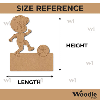 Boy Playing Football Nameplate Pre Marked MDF Design 1