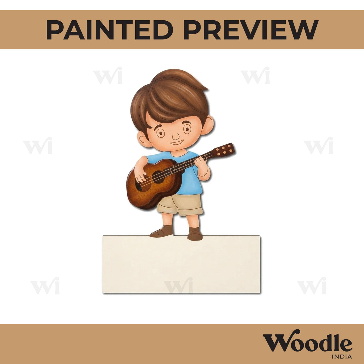 Boy Playing Guitar Nameplate Pre Marked MDF Design 1
