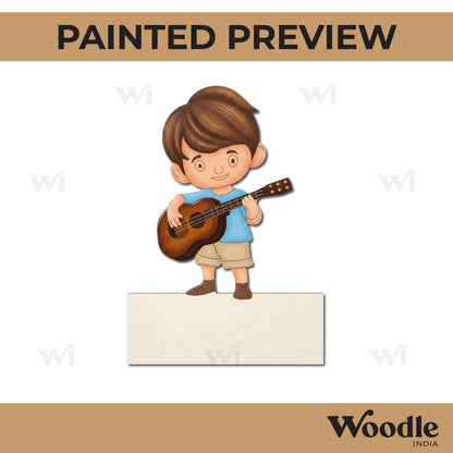Boy Playing Guitar Nameplate Pre Marked MDF Design 1