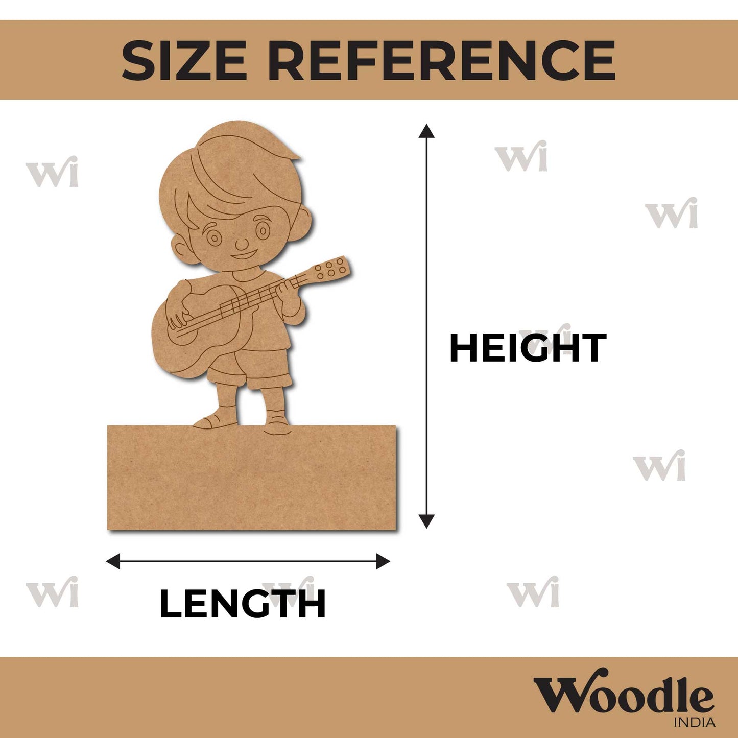 Boy Playing Guitar Nameplate Pre Marked MDF Design 1