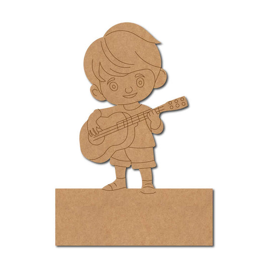 Boy Playing Guitar Nameplate Pre Marked MDF Design 1