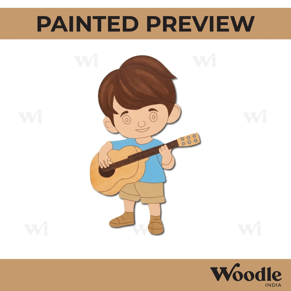 Boy Playing Guitar Pre Marked MDF Design 1