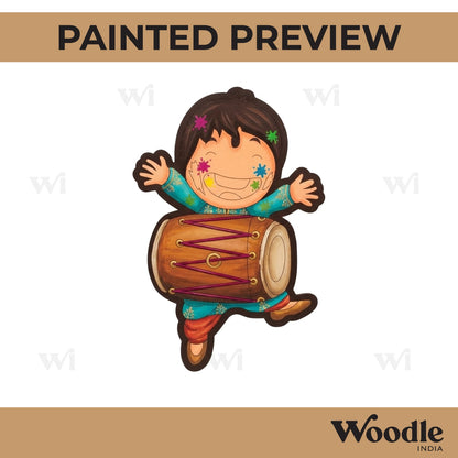 Boy Playing Holi Pre Marked MDF Design 2