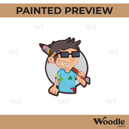 Boy Playing Holi Pre Marked MDF Design 3