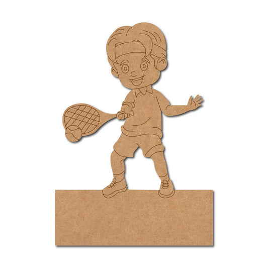 Boy Playing Tennis Nameplate Pre Marked MDF Design 1