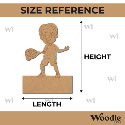 Boy Playing Tennis Nameplate Pre Marked MDF Design 1