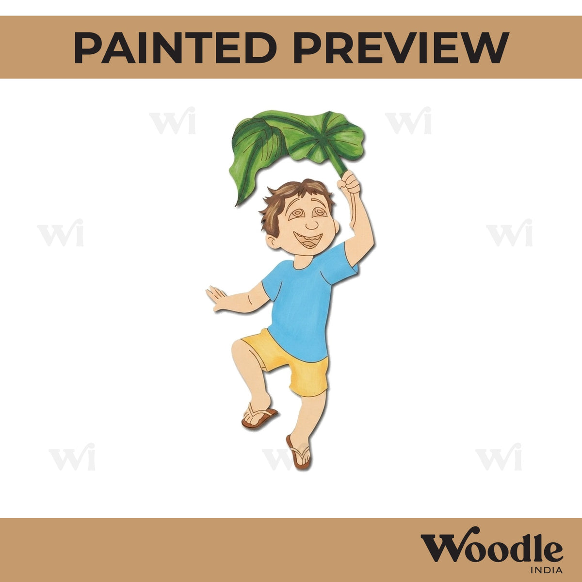 Boy Playing With Leaf Pre Marked MDF Design 1