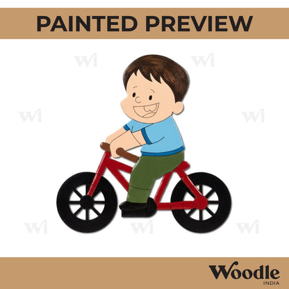 Boy Riding Bicycle Pre Marked MDF Design 1