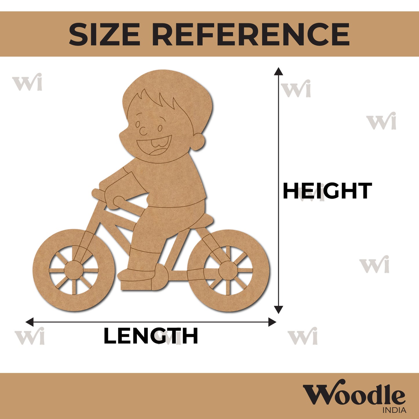 Boy Riding Bicycle Pre Marked MDF Design 1