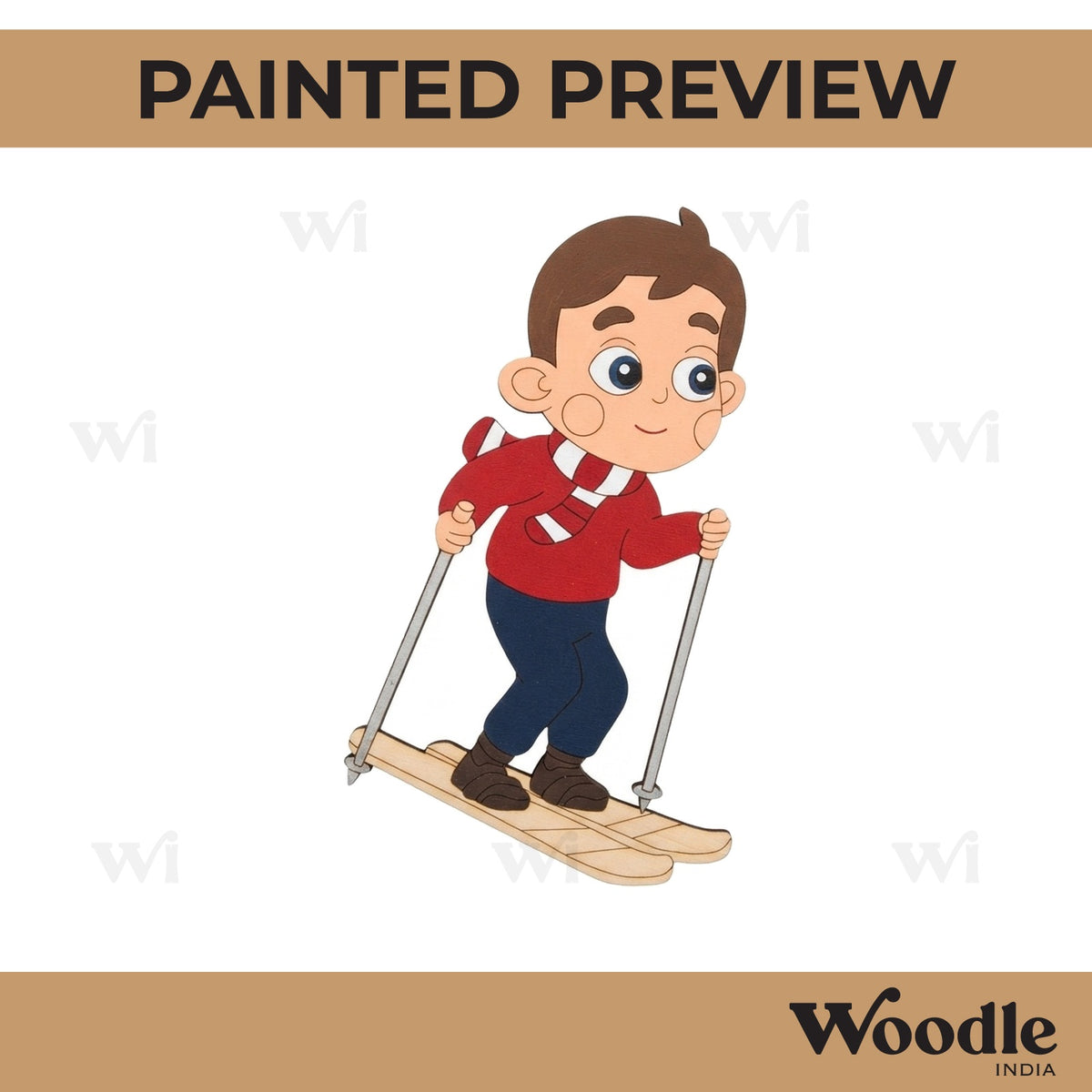 Boy Skiing Pre Marked MDF Design 1