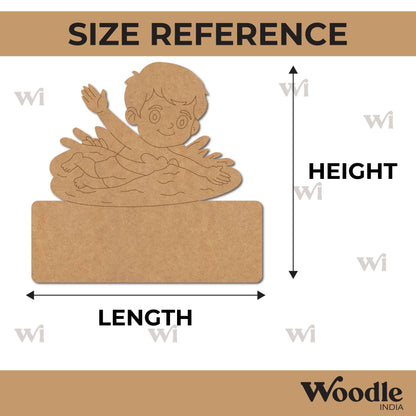 Boy Swimming Nameplate Pre Marked MDF Design 1