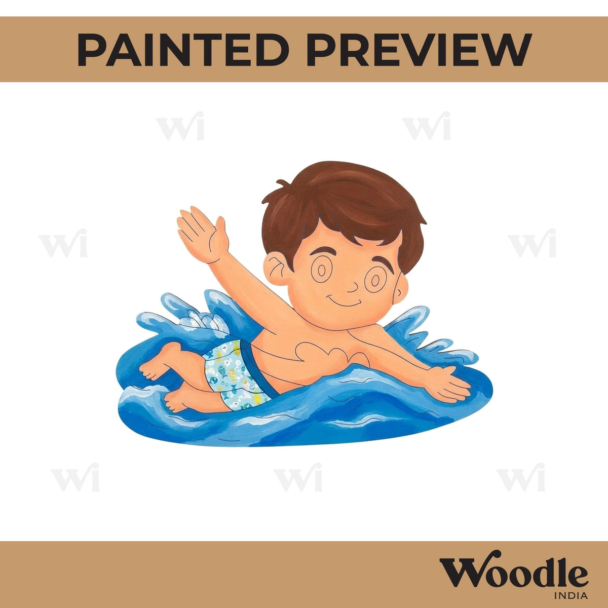 Boy Swimming Pre Marked MDF Design 1