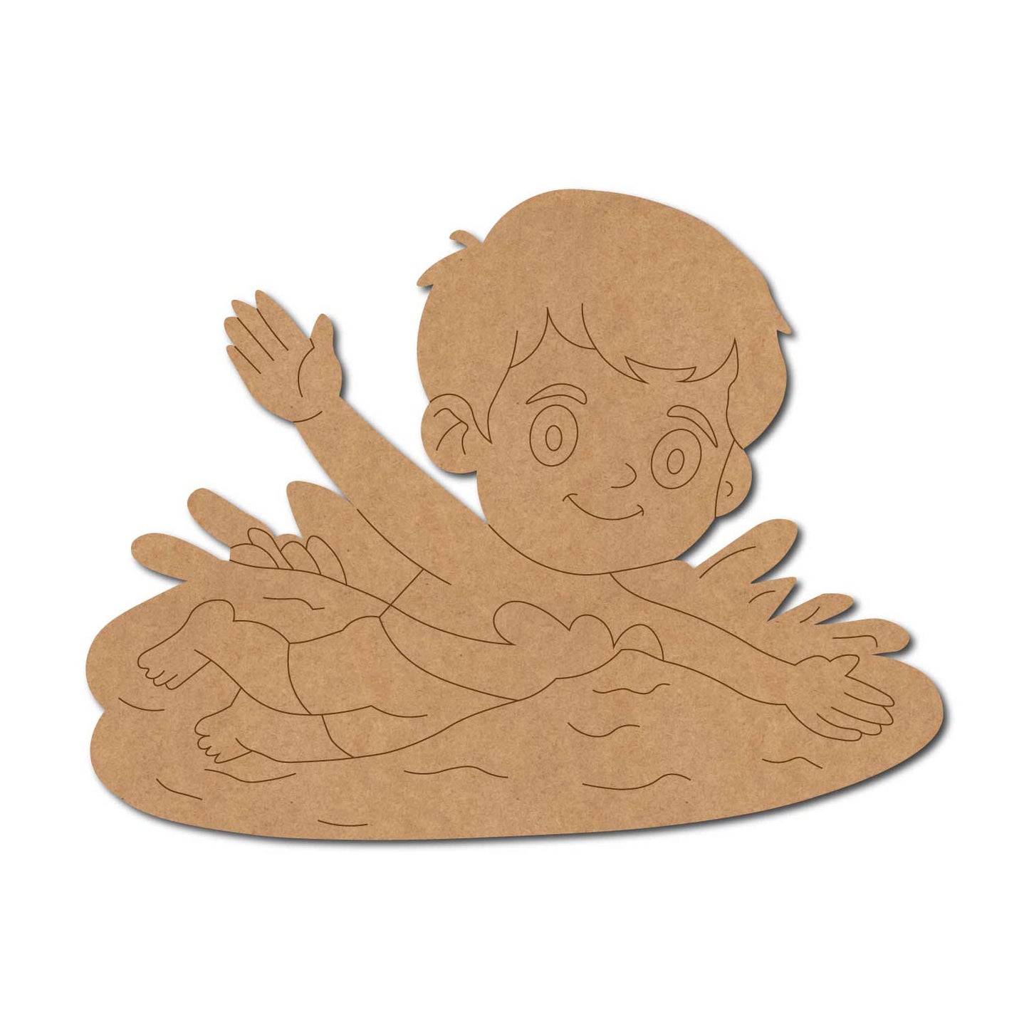 Boy Swimming Pre Marked MDF Design 1