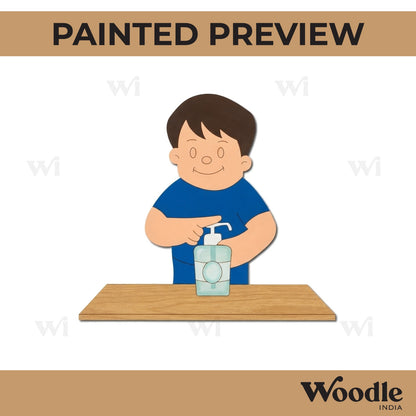 Boy Washing Hands Pre Marked MDF Design 1