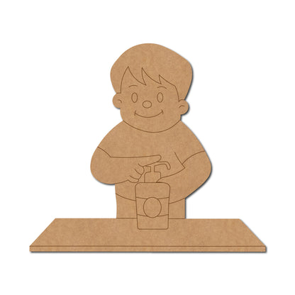 Boy Washing Hands Pre Marked MDF Design 1