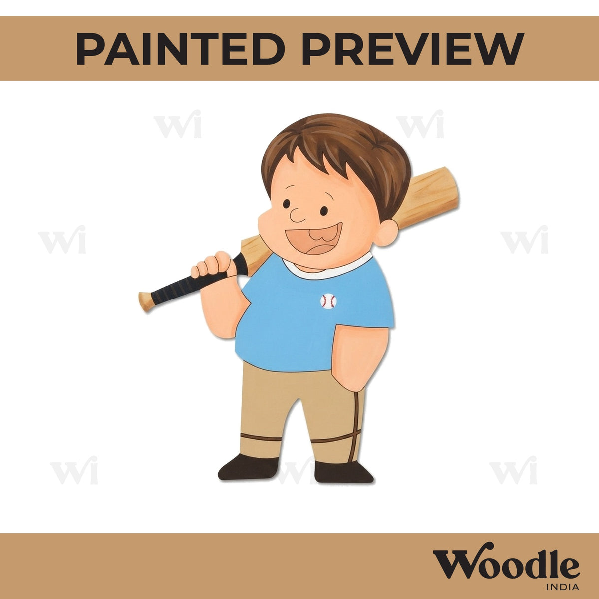 Boy With Bat Pre Marked MDF Design 1
