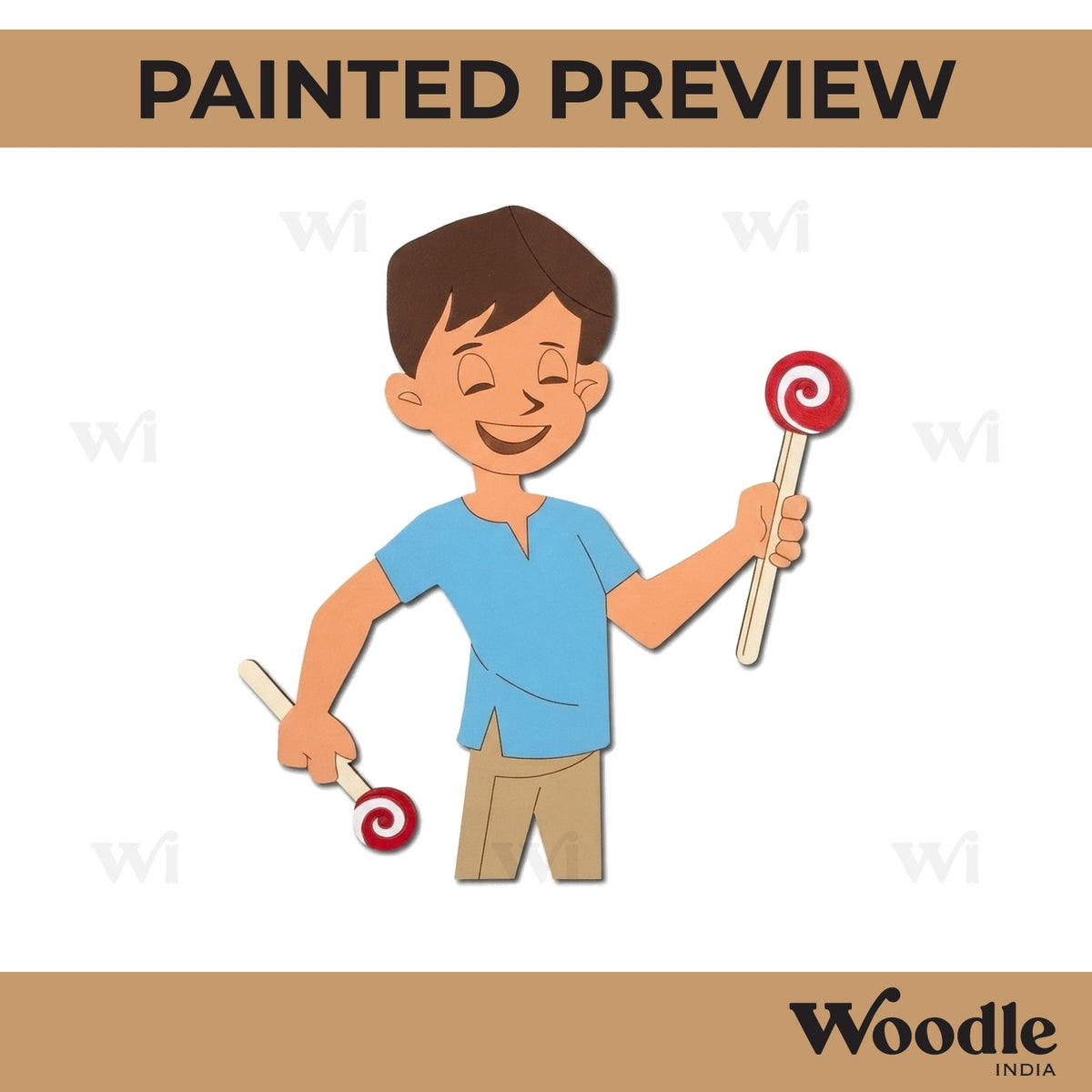 Boy With Candy Sticks Pre Marked MDF Design 1