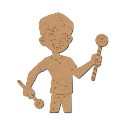 Boy With Candy Sticks Pre Marked MDF Design 1