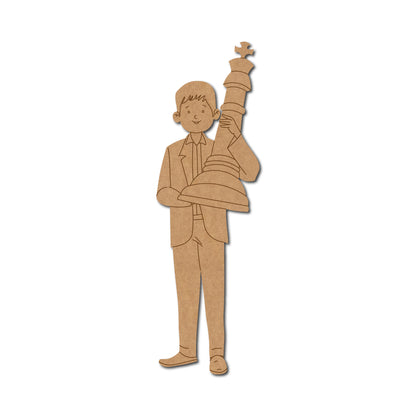 Boy With Chess Pawn Pre Marked MDF Design 1