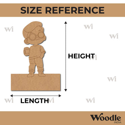 Boy With Coffee Nameplate Pre Marked MDF Design 1