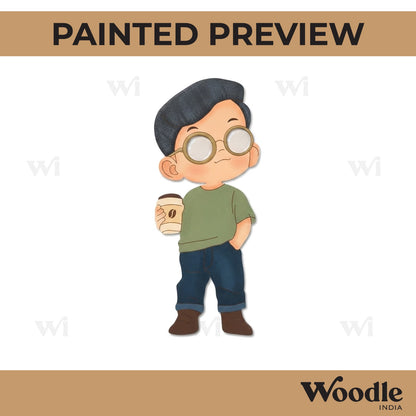 Boy With Coffee Pre Marked MDF Design 1
