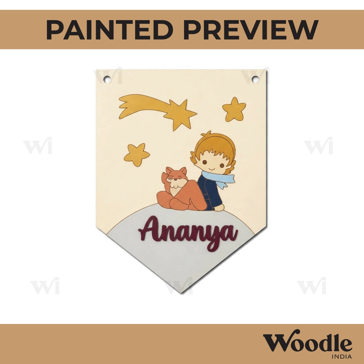 Boy With Dog Banner Nameplate Pre Marked MDF Design 1