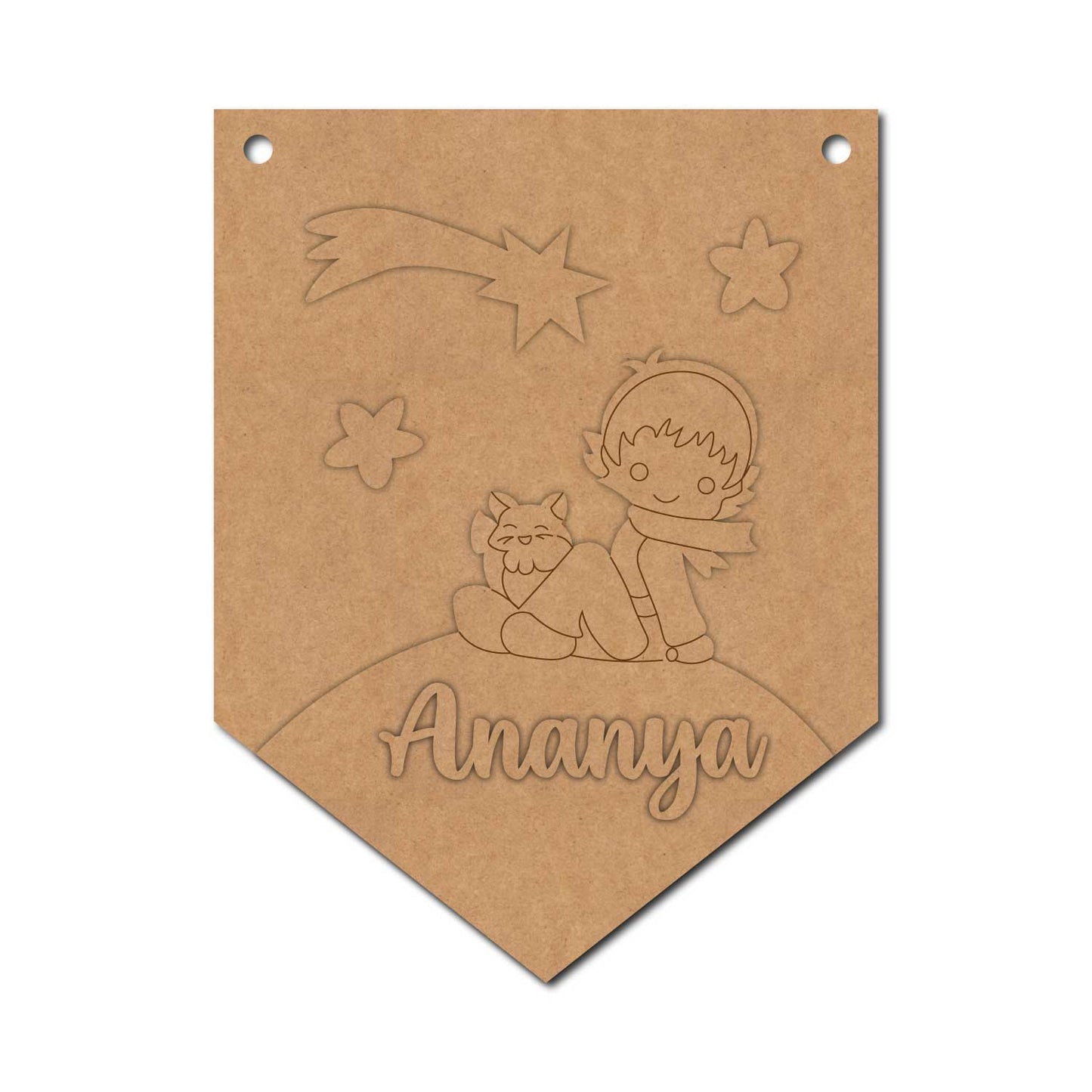 Boy With Dog Banner Nameplate Pre Marked MDF Design 1