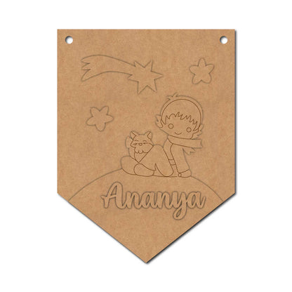 Boy With Dog Banner Nameplate Pre Marked MDF Design 1