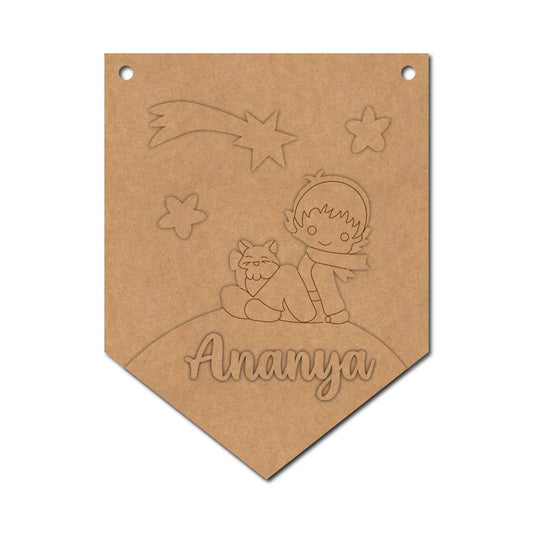 Boy With Dog Banner Nameplate Pre Marked MDF Design 1