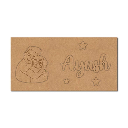 Boy With Dog Kids Nameplate MDF Design 1