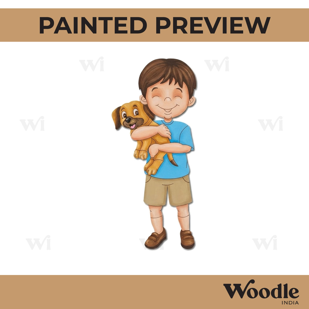 Boy With Dog Pre Marked MDF Design 1