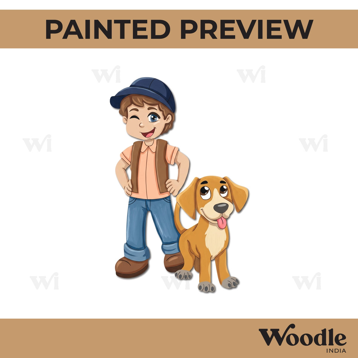 Boy With Dog Pre Marked MDF Design 2