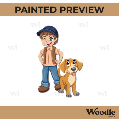 Boy With Dog Pre Marked MDF Design 2