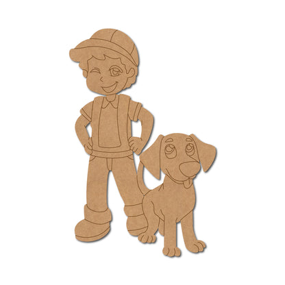 Boy With Dog Pre Marked MDF Design 2