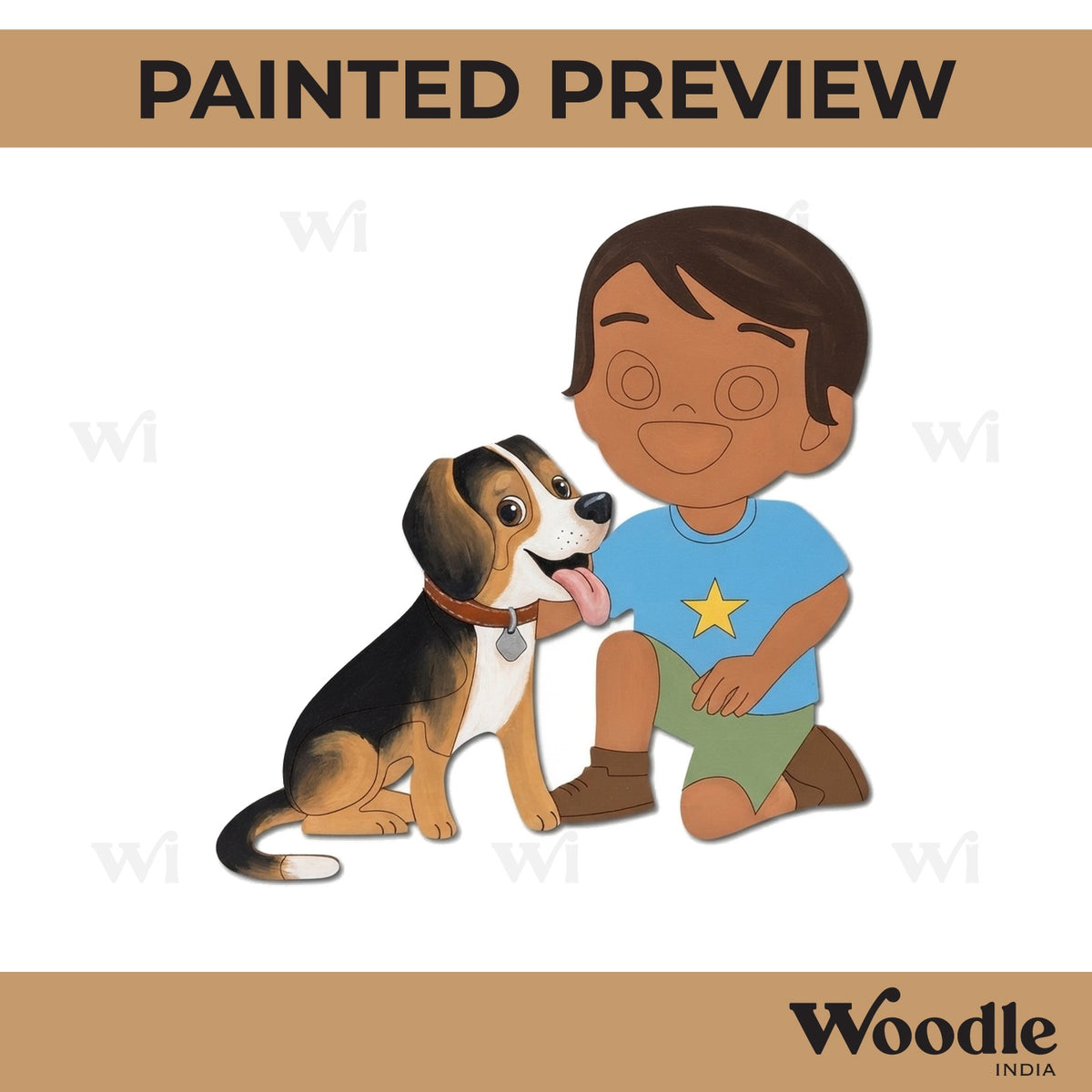 Boy With Dog Pre Marked MDF Design 3