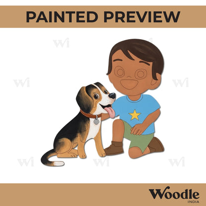 Boy With Dog Pre Marked MDF Design 3